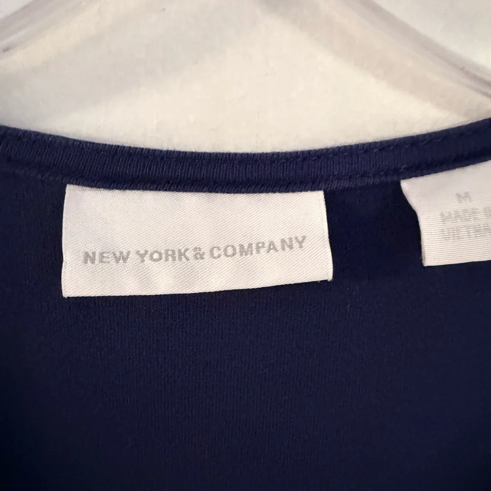 New York & Company Royal Blue Midi Dress with Black Trim - Picture 2 of 2